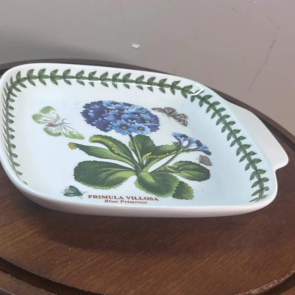 Portmeirion Botanic Garden Blue Primrose Canapé Square Dish Primula Villosa
